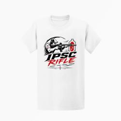 T-shirt IPSC Rifle Accuracy Speed Control Strategy Blanc / Noir et rouge