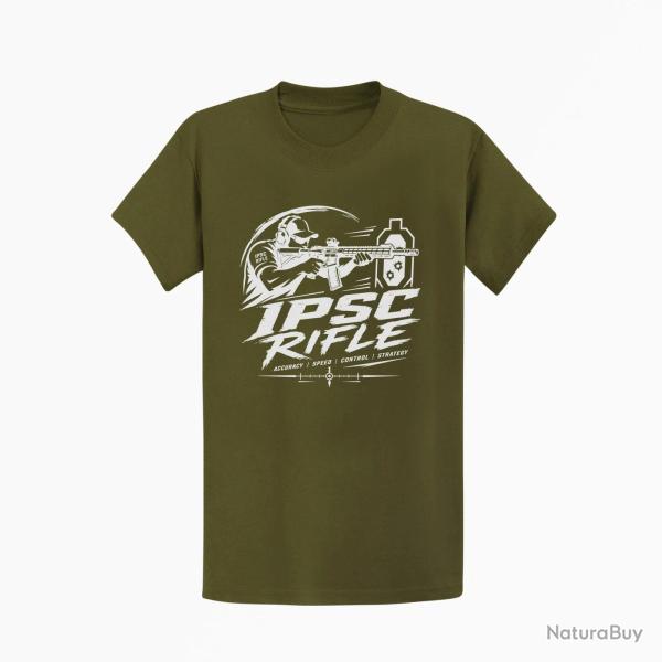 T-shirt IPSC Rifle Accuracy Speed Control Strategy Kaki / Blanc