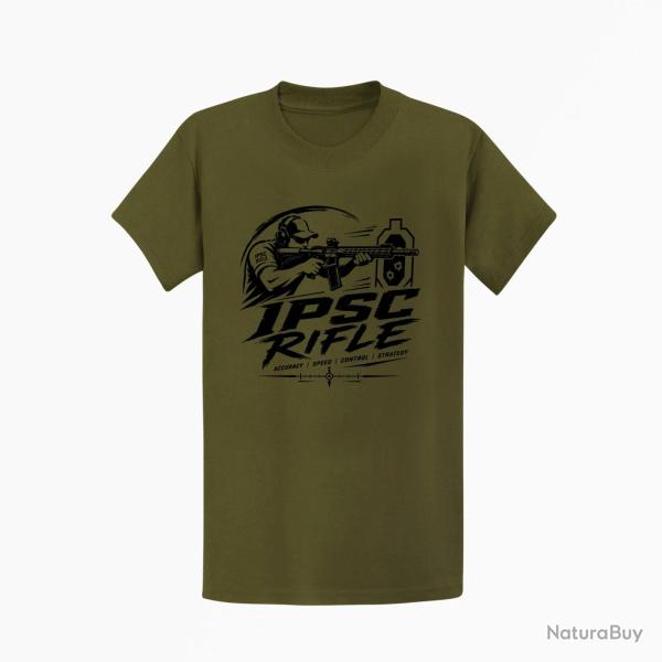 T-shirt IPSC Rifle Accuracy Speed Control Strategy Kaki / Noir