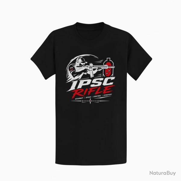 T-shirt IPSC Rifle Accuracy Speed Control Strategy Noir / Blanc et rouge