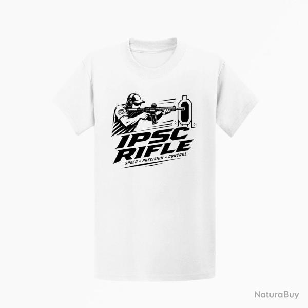 T-shirt IPSC Rifle Speed Precision Control Blanc