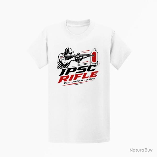 T-shirt IPSC Rifle Speed Precision Control Blanc / Noir et rouge