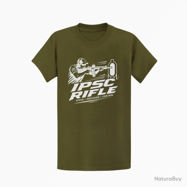 T-shirt IPSC Rifle Speed Precision Control Kaki / Blanc
