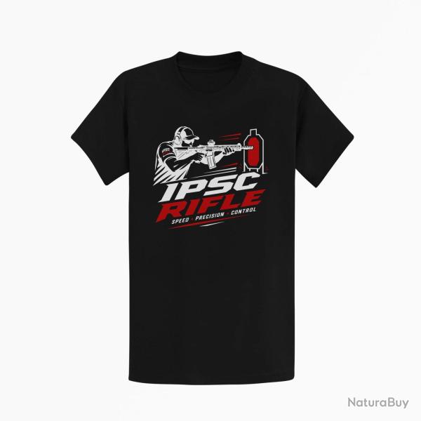 T-shirt IPSC Rifle Speed Precision Control Noir / Blanc et rouge