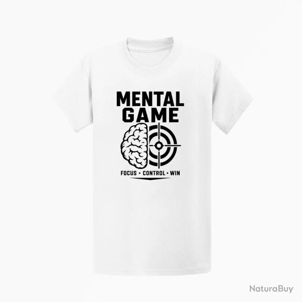 T-shirt Tir Sportif Mental Game, Focus Control Win Blanc