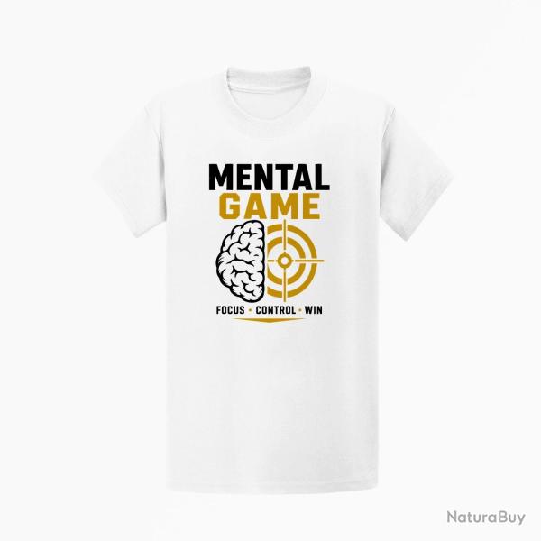 T-shirt Tir Sportif Mental Game, Focus Control Win Blanc / Noir et dor�