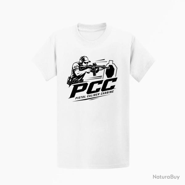 T-shirt PCC Pistol Caliber Carbine Blanc