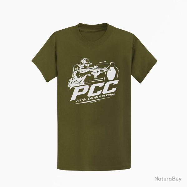 T-shirt PCC Pistol Caliber Carbine Kaki / Blanc
