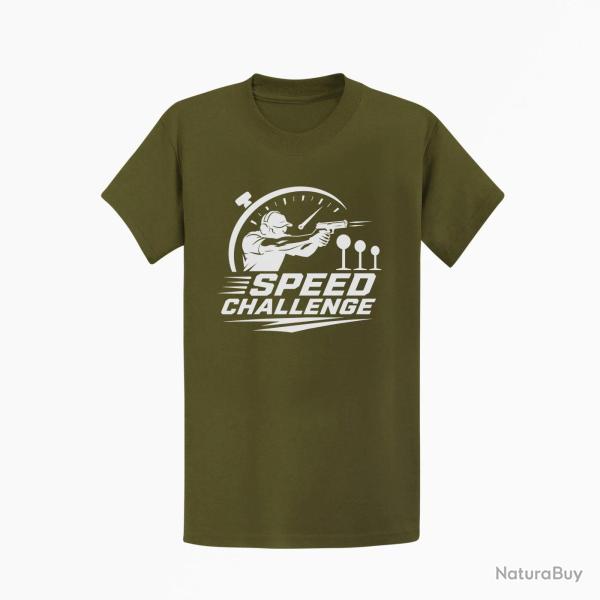 T-shirt Speed Challenge Tireur au pistolet Kaki / Blanc