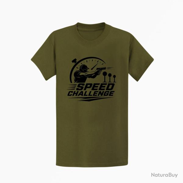 T-shirt Speed Challenge Tireur au pistolet Kaki / Noir