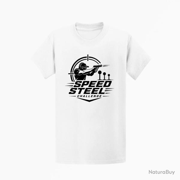 T-shirt Speed Steel Challenge Tireur au pistolet Blanc
