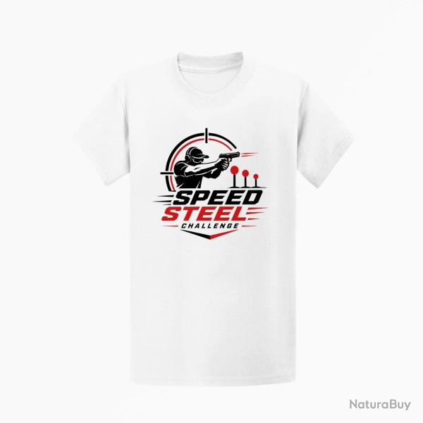 T-shirt Speed Steel Challenge Tireur au pistolet Blanc / Noir et rouge