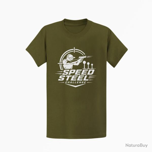 T-shirt Speed Steel Challenge Tireur au pistolet Kaki / Blanc