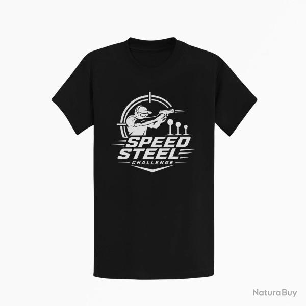 T-shirt Speed Steel Challenge Tireur au pistolet Noir