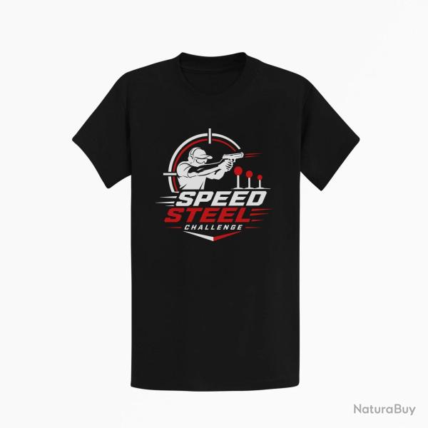 T-shirt Speed Steel Challenge Tireur au pistolet Noir / Blanc et rouge
