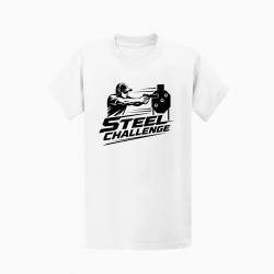 T-shirt Steel Challenge Tireur au pistolet Blanc
