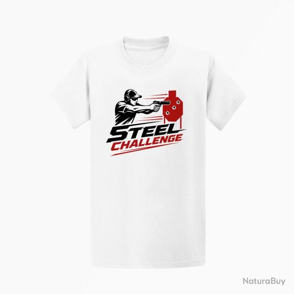 T-shirt Steel Challenge Tireur au pistolet Blanc / Noir et rouge