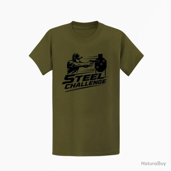 T-shirt Steel Challenge Tireur au pistolet Kaki / Noir