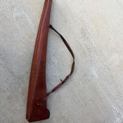 &Eacute;tuis double fusil cuir fauve
