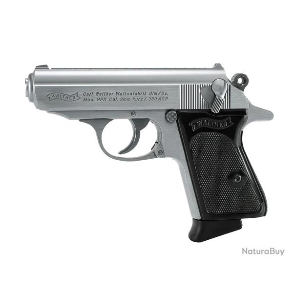 PIST PPK WALTHER CAL 380 ACP, 6 COUPS - INOX