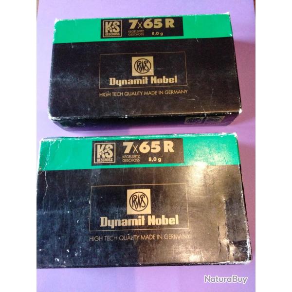 2 boites de balles RWS 8GR KS CALBRE 7 .65 R