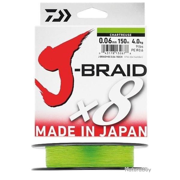 TRESSE J BRAID 150M 8 BRINS CHARTREUSE 0.16mm - 9kg