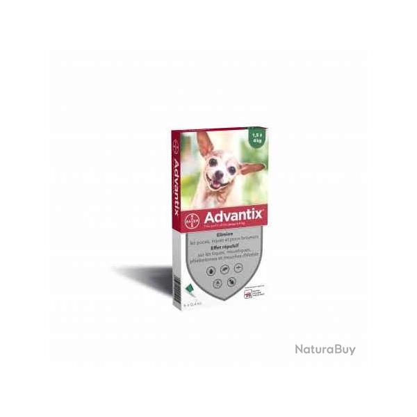 ADVANTIX TRES PETIT CHIEN X4 PIPETTES DE 0.4ML POUR CHIEN DE 1.50 A 4KGS