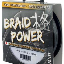 TRESSE BRAID POWER GRISE 250M 0.40mm-48kg