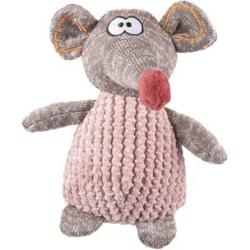 JOUET CHIEN SOURIS STACY ROSE/BRUN 22CM