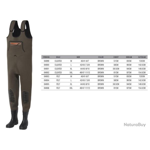 WADERS SCIERRA KENAI NEO 4MM CHEST BOOT FOOT FELT M - 40/41