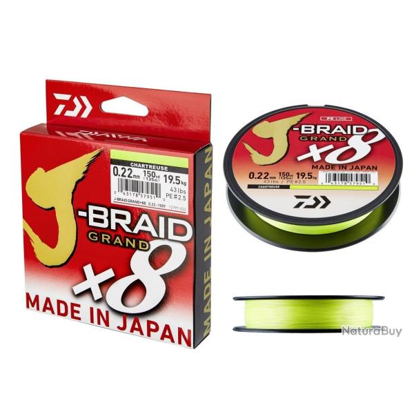 TRESSE J BRAID GRAND 135M 8 BRINS CHARTREUSE 0.06mm - 5kg