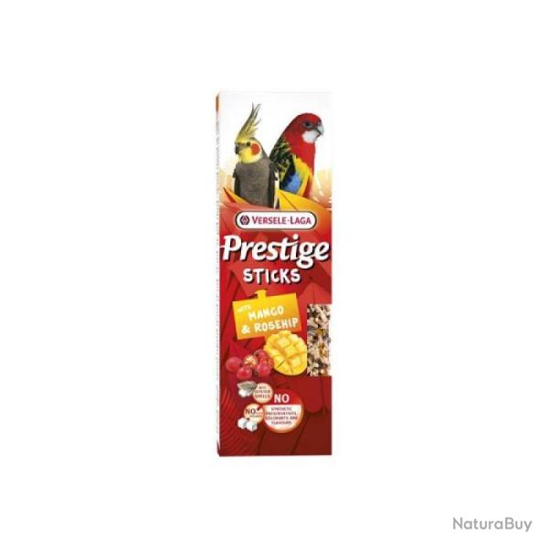 STICKS PRESTIGE GRANDES PERRUCHES ET PERROQUETS MANGUE-EGLANTINE X2 140GR