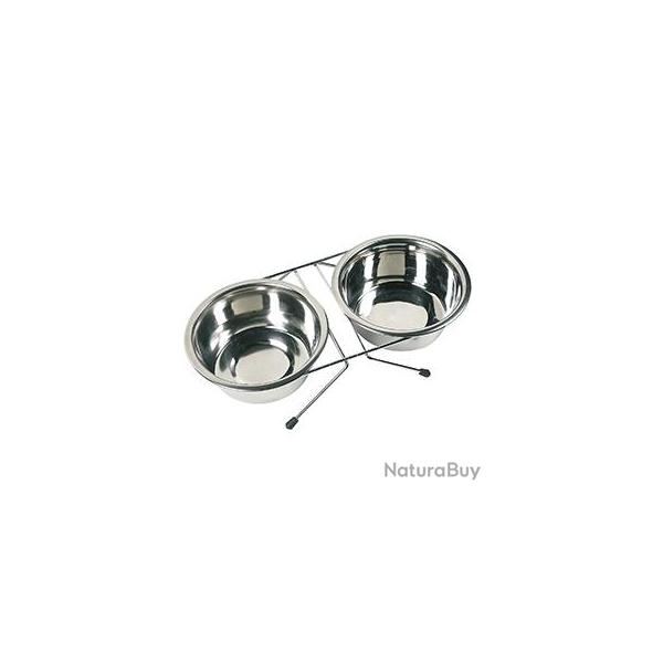 SUPPORT + 2 GAMMELLES INOX 380ML