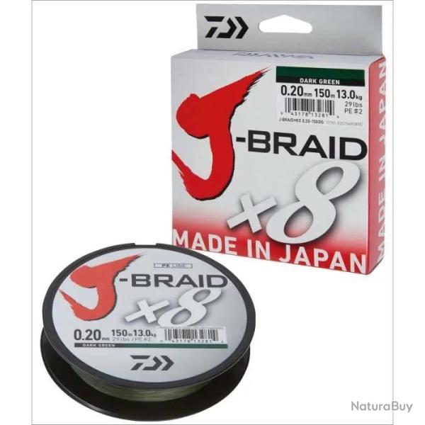 TRESSE J BRAID 150M 8 BRINS VERTE 0.10mm / 6kg