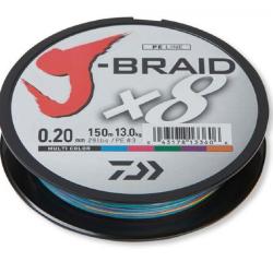 TRESSE J BRAID 150M 8 BRINS MULTICOULEURS NPC 0.22mm / 17kg