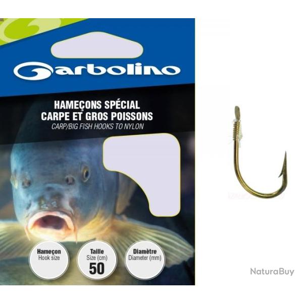 HAMECONS MONTES GARBOLINO SPECIAL CARPE ET GROS POISSONS PAR 10 Taille 10 0.18mm