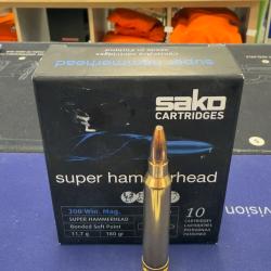 1 bo&icirc;te de 10 balles SAKO Super hammerhead calibre 300 win mag 180 grains bonded soft point
