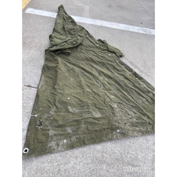 Poncho toile de tente type Zeltbahn arm�e francaise . BEP indochine post 45 occasion vert kaki
