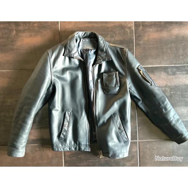 Blouson CUIR Arm�e de l,Air A�ronautique Navale en cuir TYPE  PN tr�s bel �tat rare CHASSE