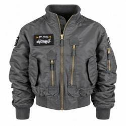 Blouson aviateur enfant F-35 - Veste pilote US Air Force Fostex Gris souris, 158-164