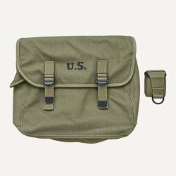 Musette US M-1936 + Sangle - Toile Kaki - Reproduction Haut de Gamme WW2