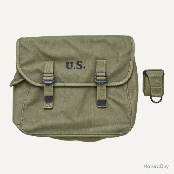Musette US M-1936 + Sangle - Toile Kaki - Reproduction Haut de Gamme WW2