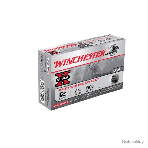 LOT DE 20 BALLES WINCHESTER 12/70 SLUG SUPER-X RIFLED HP 28G