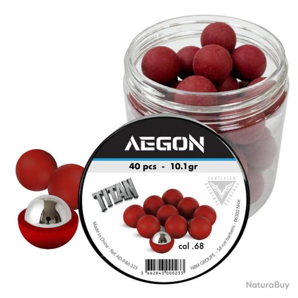 40 Balles Titan Cal.68 Coeur Bille Acier pour T4E
