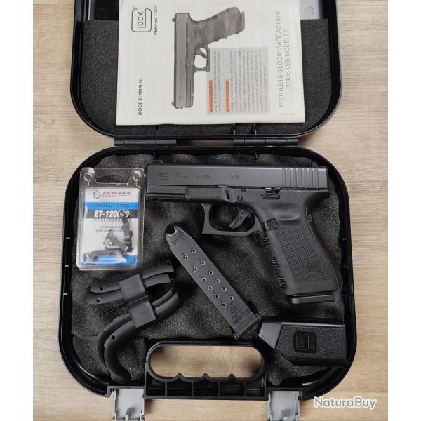 Pistolet GLOCK 19 Gen 4 - Cal 9x19 - Mallette et accessoires (Occasion)