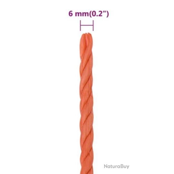 Corde travail polypropyl�ne orange 6 mm 50 m r�sistante UV intemp�ries