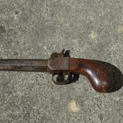 Pistolet de coffre ou de voyage (poudre noire) 19&egrave;me si&egrave;cle