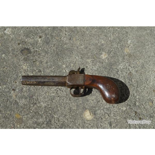 Pistolet de coffre ou de voyage (poudre noire) 19�me si�cle