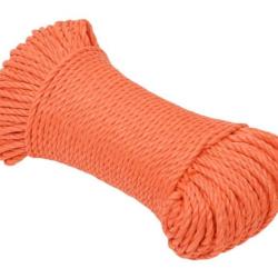 Corde travail polypropyl&egrave;ne orange 6 mm 25 m r&eacute;sistante UV intemp&eacute;ries