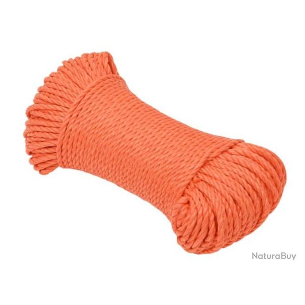 Corde travail polypropyl�ne orange 6 mm 25 m r�sistante UV intemp�ries